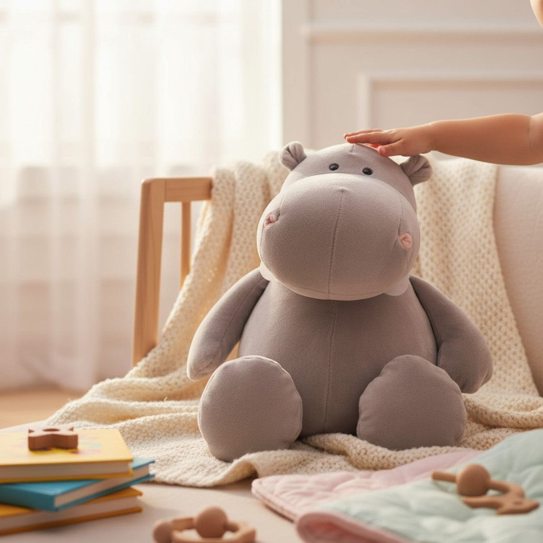 Hippopotame en peluche moelleux
