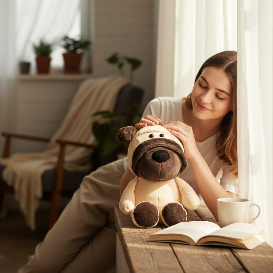 Peluche chien petit bulldog