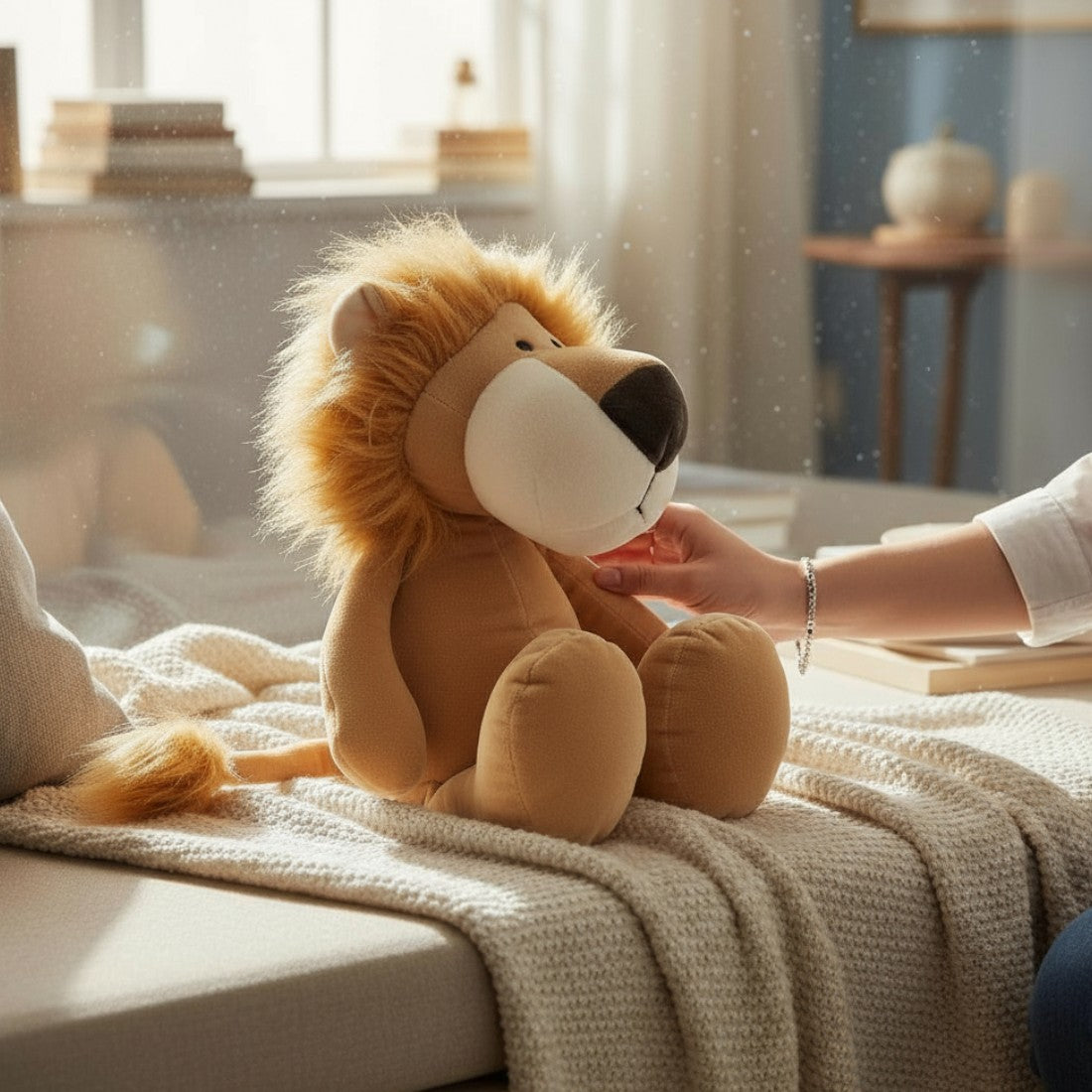 Peluche lion doux et majestueux