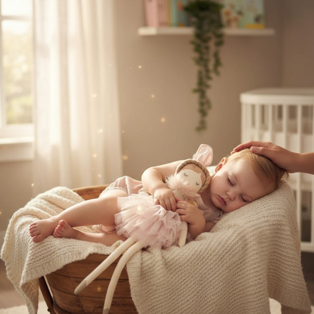 Poupée ange robe tulle rose et ailes dorées