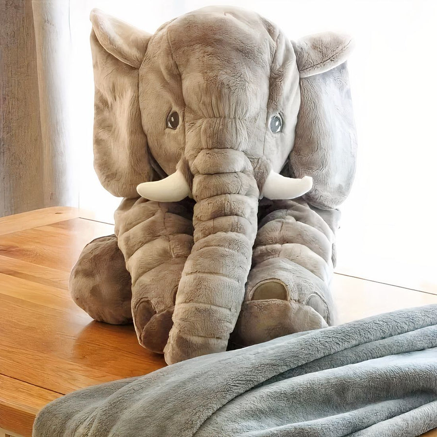 Peluche éléphant gris moelleux 40 cm