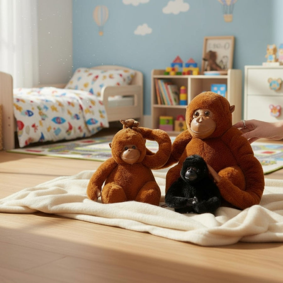 Peluche grand singe : orang-outan et gorille