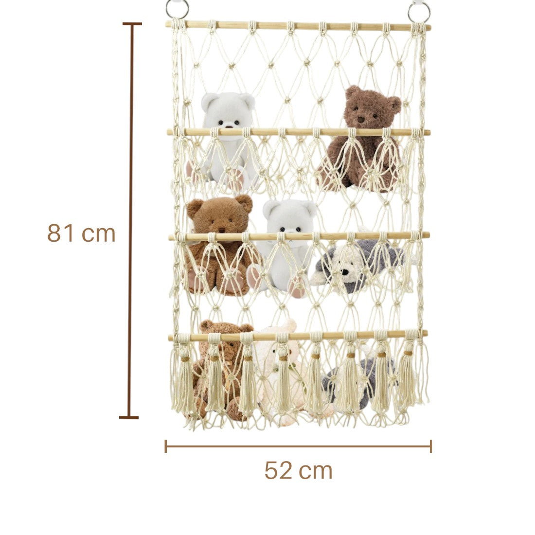 Range-peluches vertical macramé mural