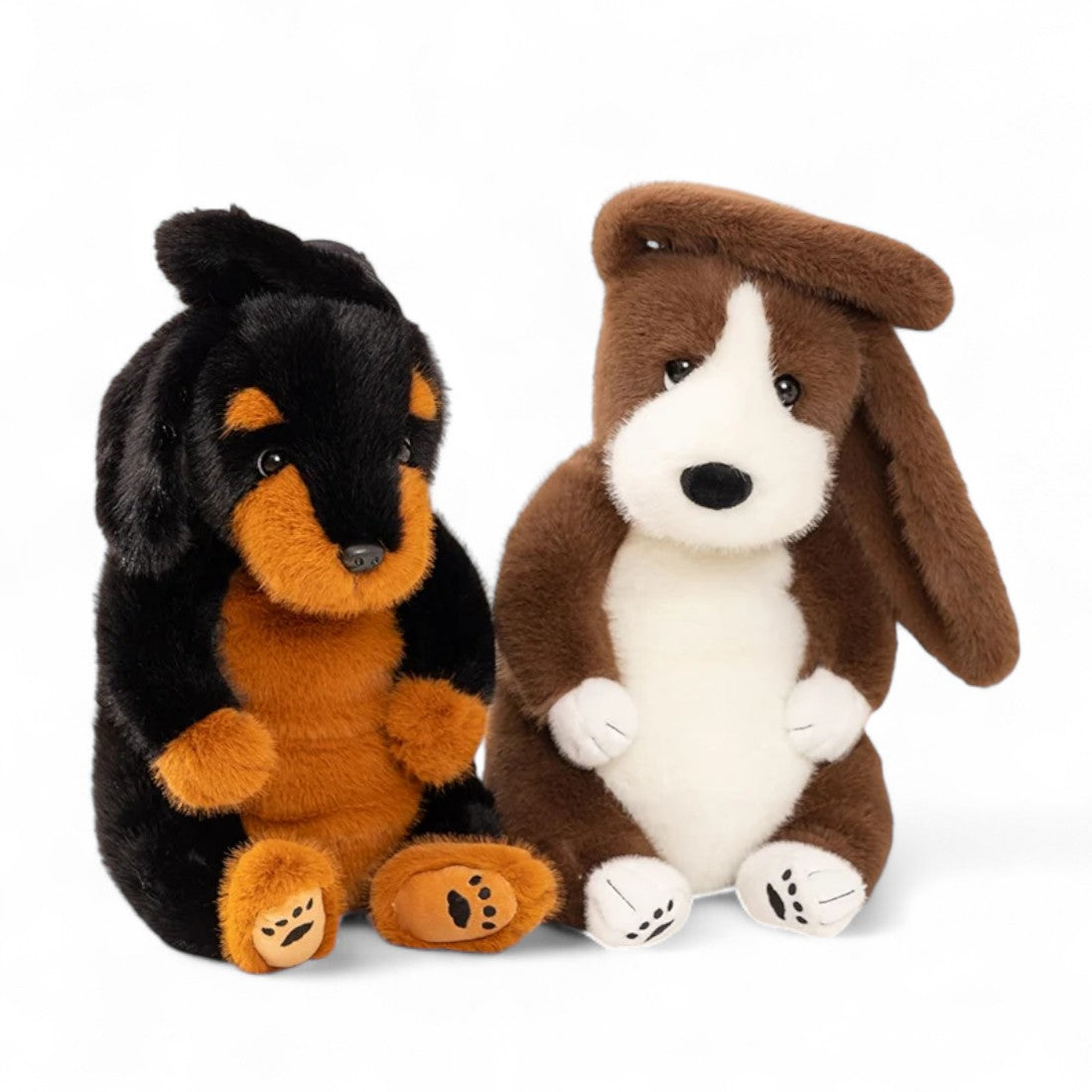 Peluche chien basset doux à longues oreilles