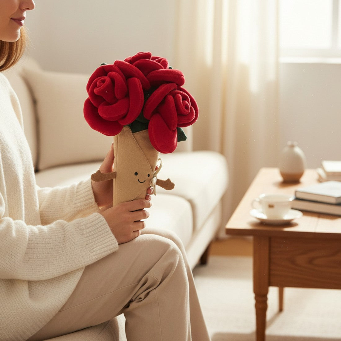 Peluche bouquet roses rouges kawaii