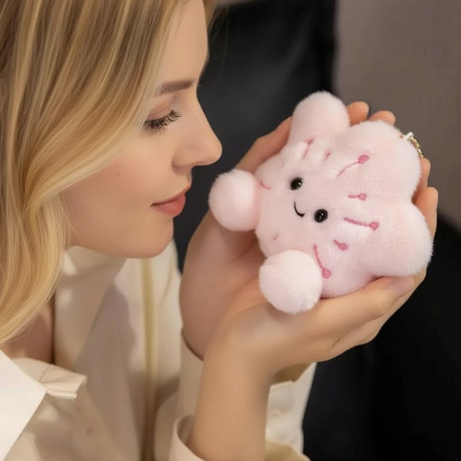 Porte-clés peluche étoile rose kawaii