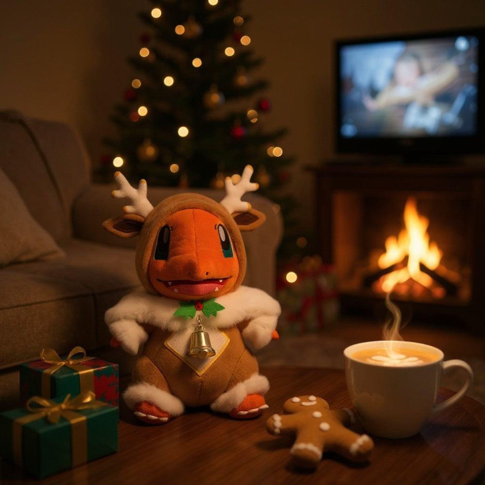 Peluche Pokémon – Salamèche en costume de renne de Noël
