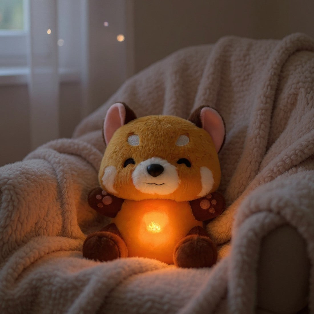 Peluche veilleuse respirante panda roux