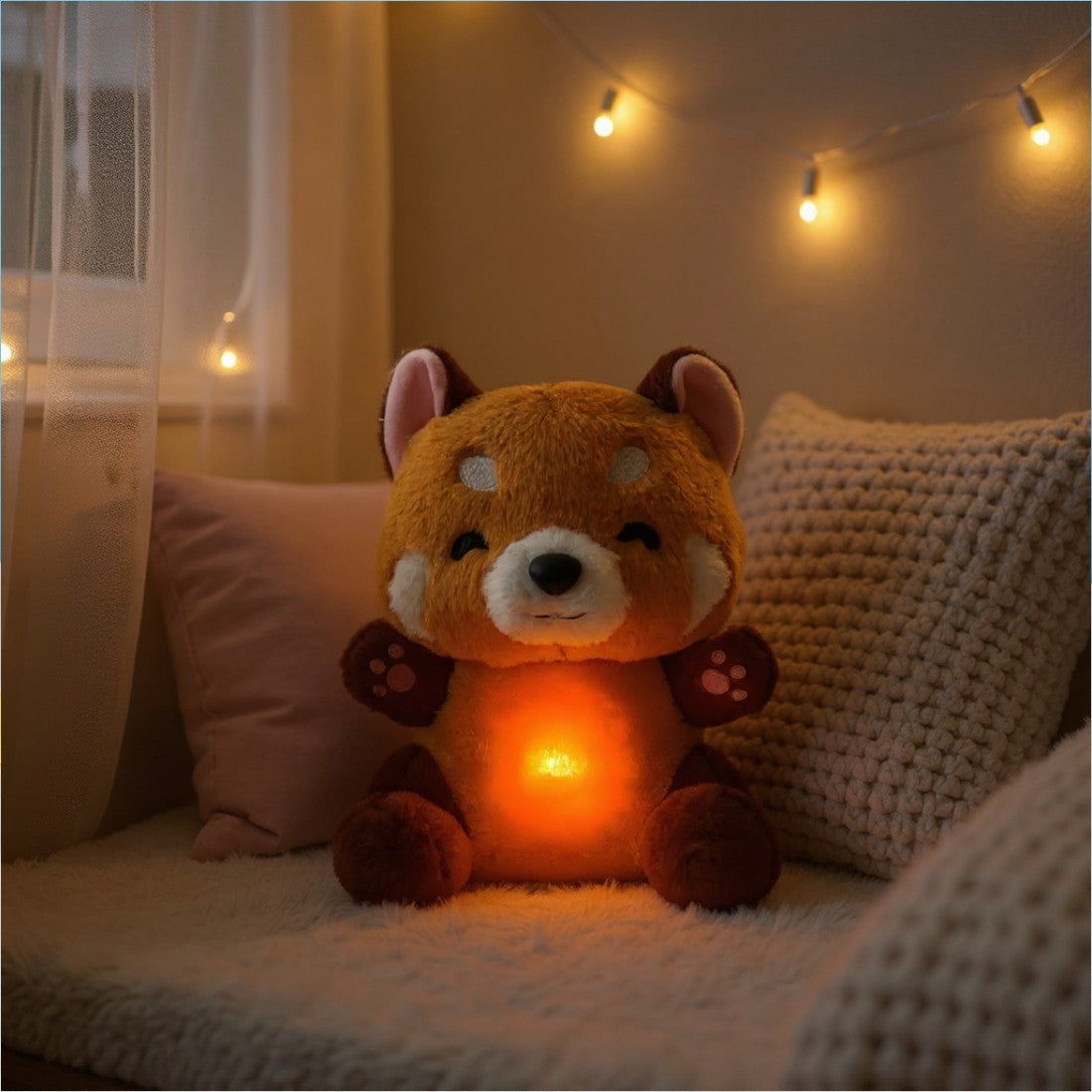 Peluche veilleuse respirante panda roux