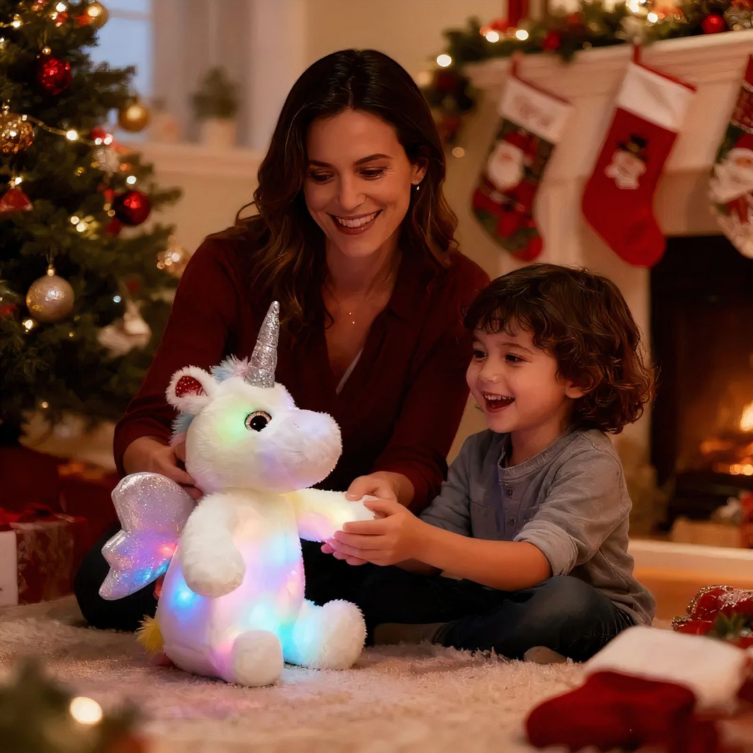 Veilleuse licorne en peluche féérique
