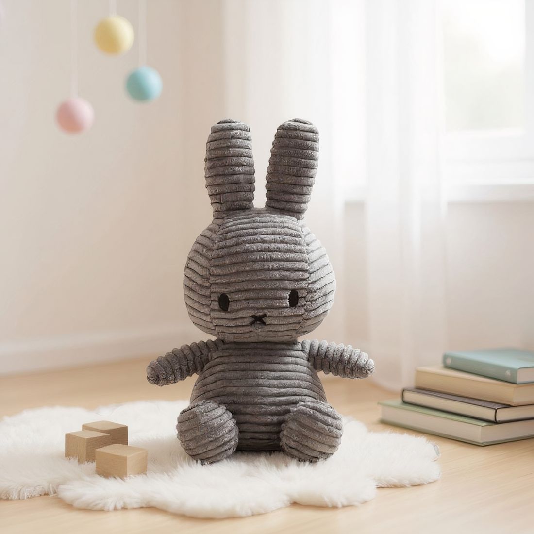 Lapin en peluche côtelée moelleuse