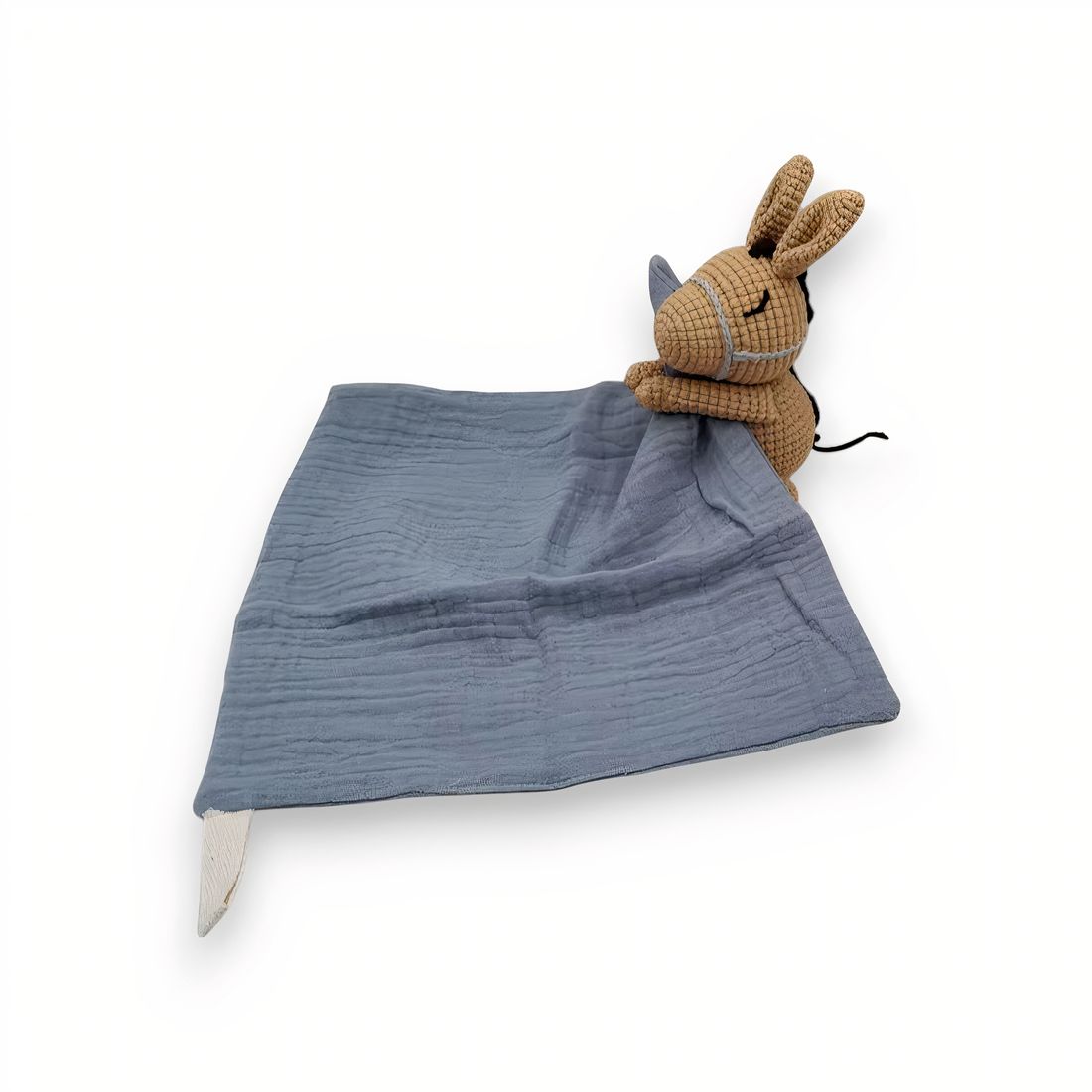 Peluche doudou plat tête cheval pour bébé