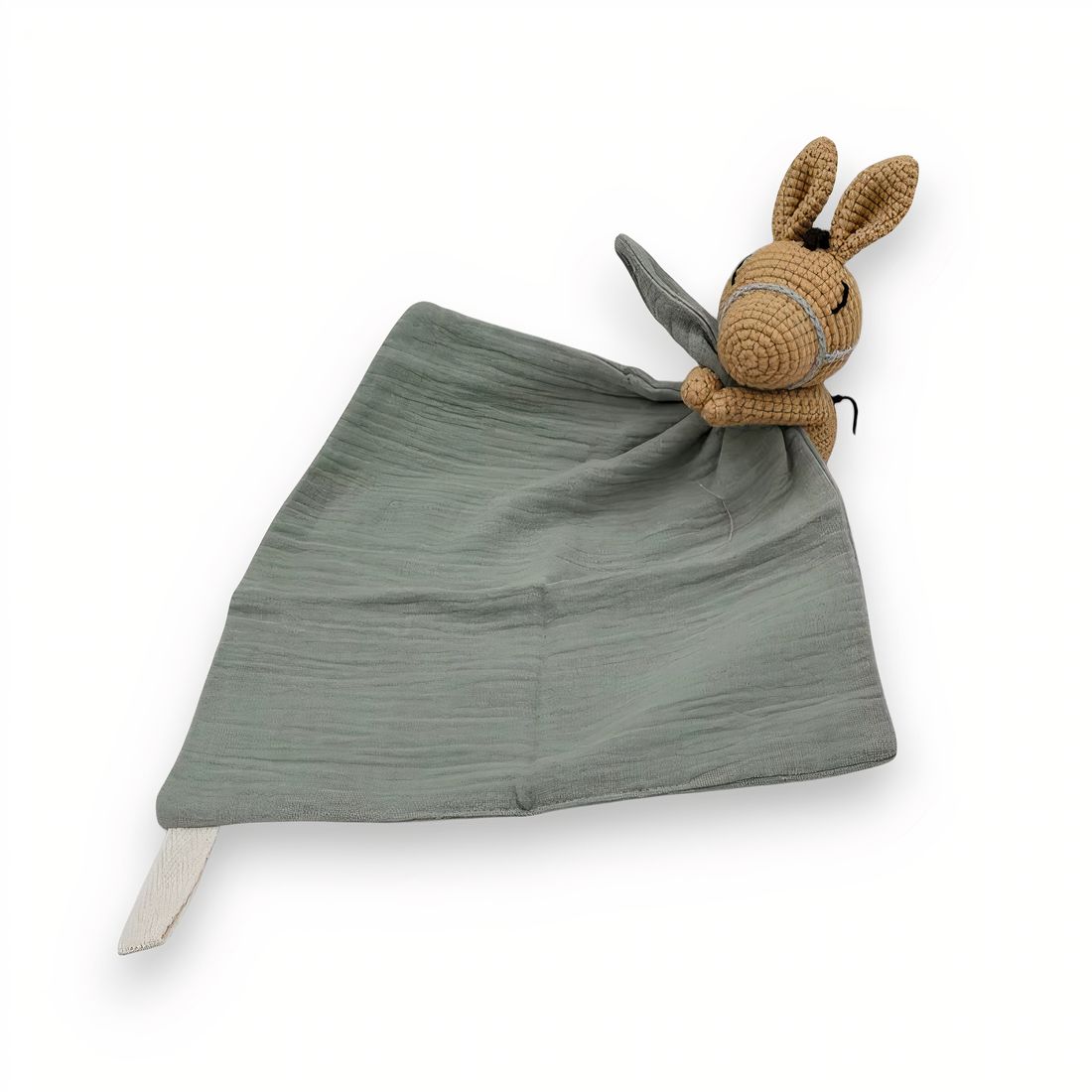 Peluche doudou plat tête cheval pour bébé