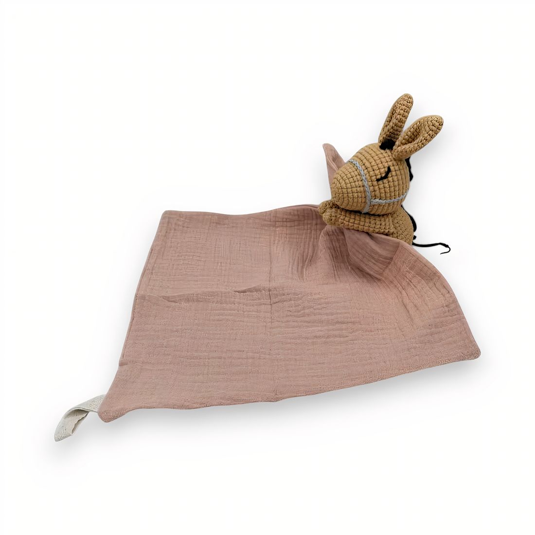 Peluche doudou plat tête cheval pour bébé