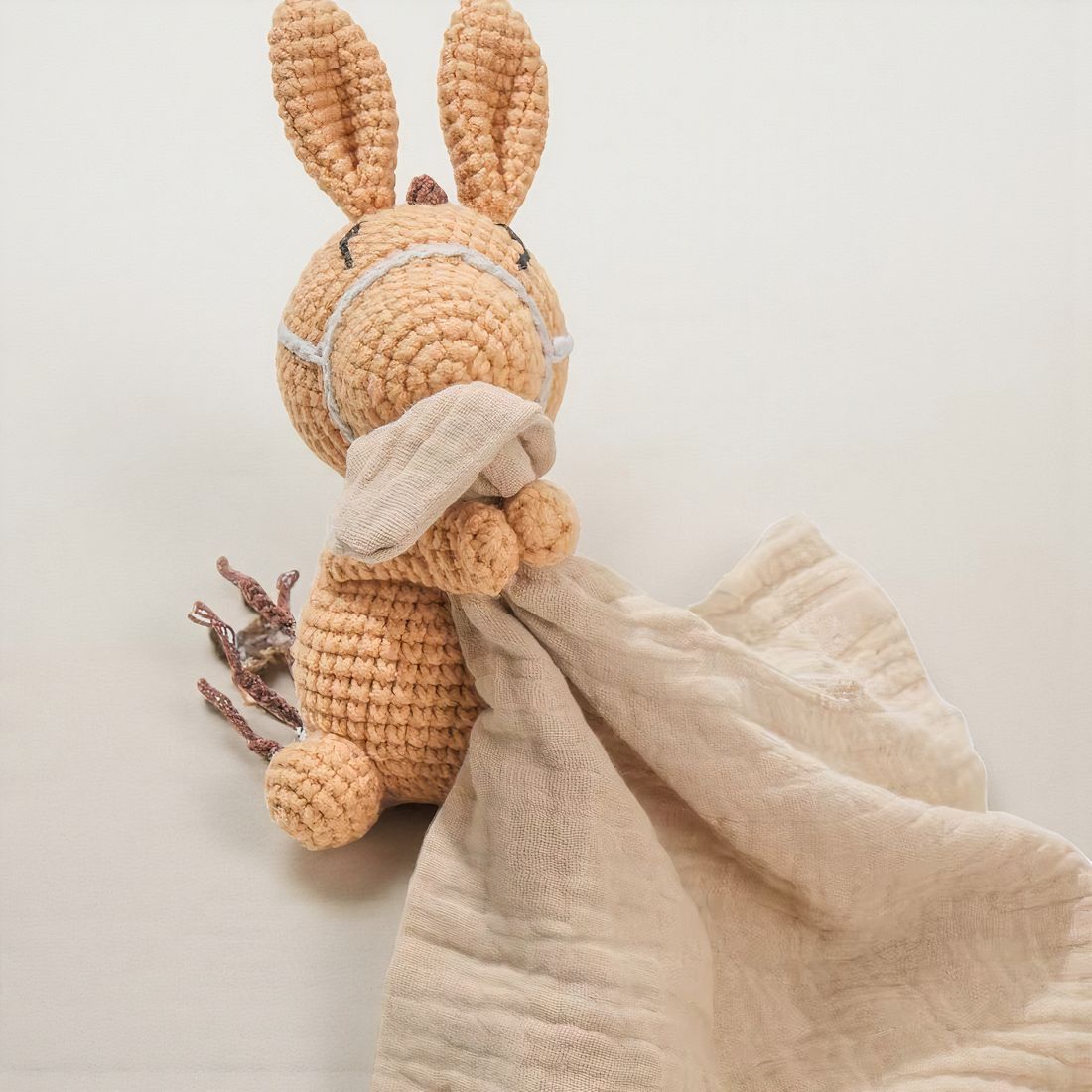 Peluche doudou plat tête cheval pour bébé