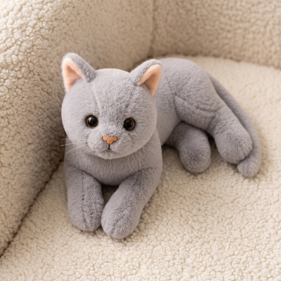 Graues Katzen Kuscheltier - Détail matière