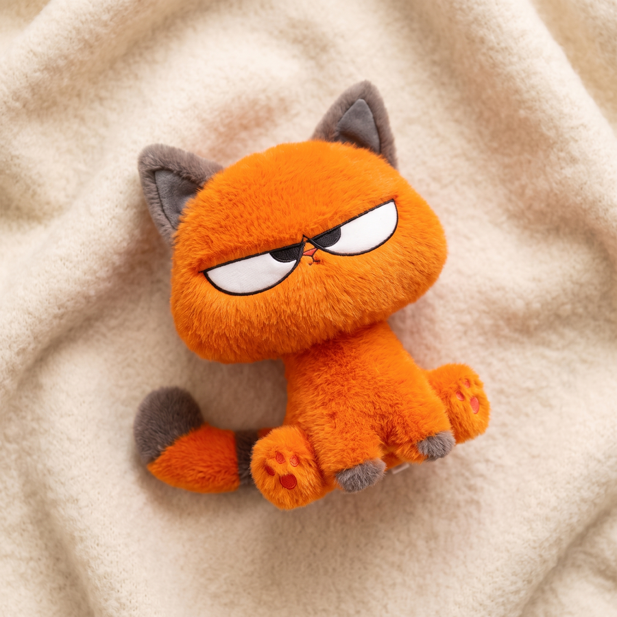 Grumpige orangefarbene Katze Kuscheltier Kawaii - Détail matière
