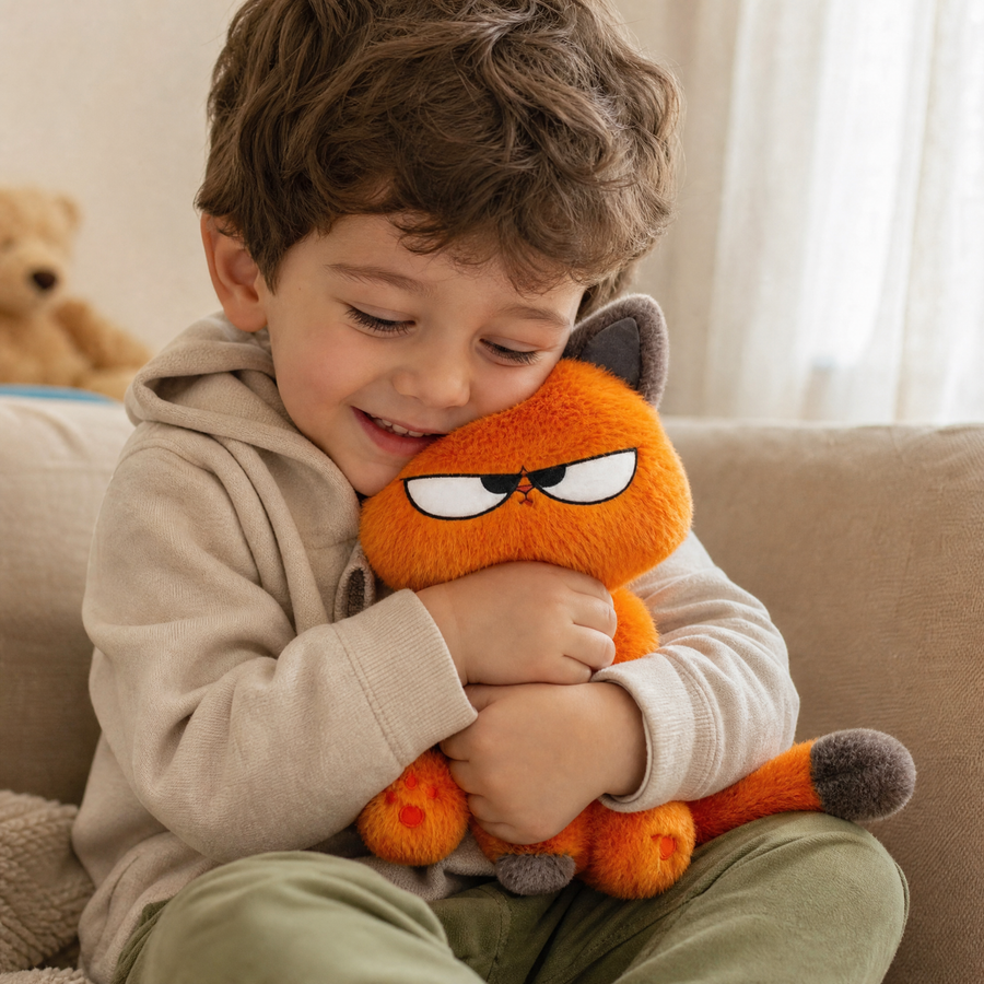 Grumpige orangefarbene Katze Kuscheltier Kawaii - Utilisation cosy intérieur