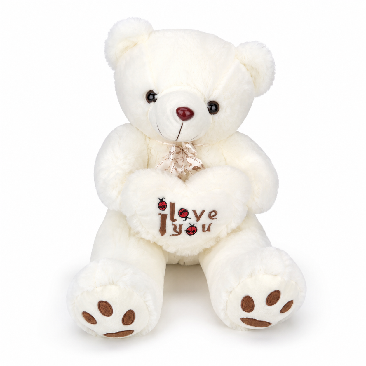 Ours en Peluche Poilu Blanc I Love You - Blanc / 70cm · Blanc / 50cm