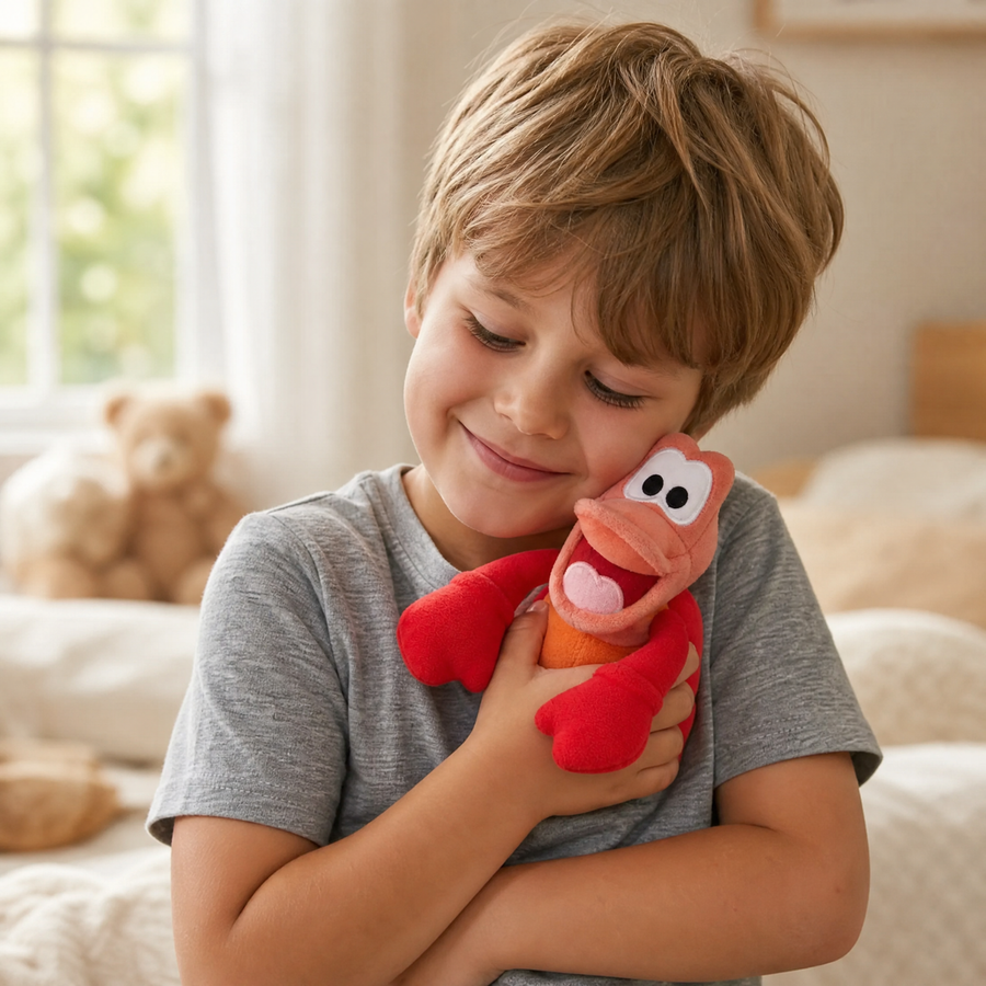 Peluche Aimantée Épaule Sébastien Crabe Rouge - Utilisation cosy intérieur