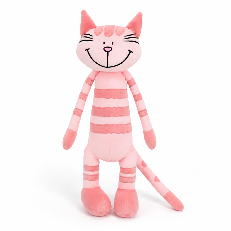 Peluche Chaton Rose Tigré aux Longues Pattes - 35cm · 45 cm