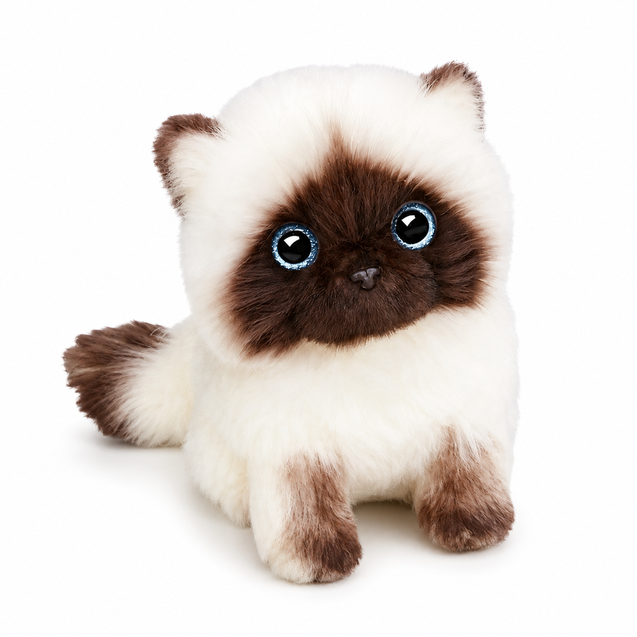 Peluche Chaton Siamois Yeux Bleus - 26cm · 20cm