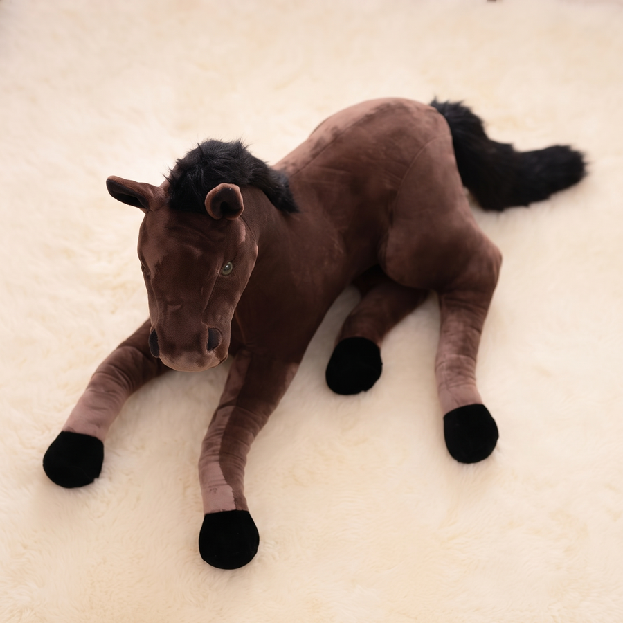Peluche Cheval Marron 65 cm - Détail matière