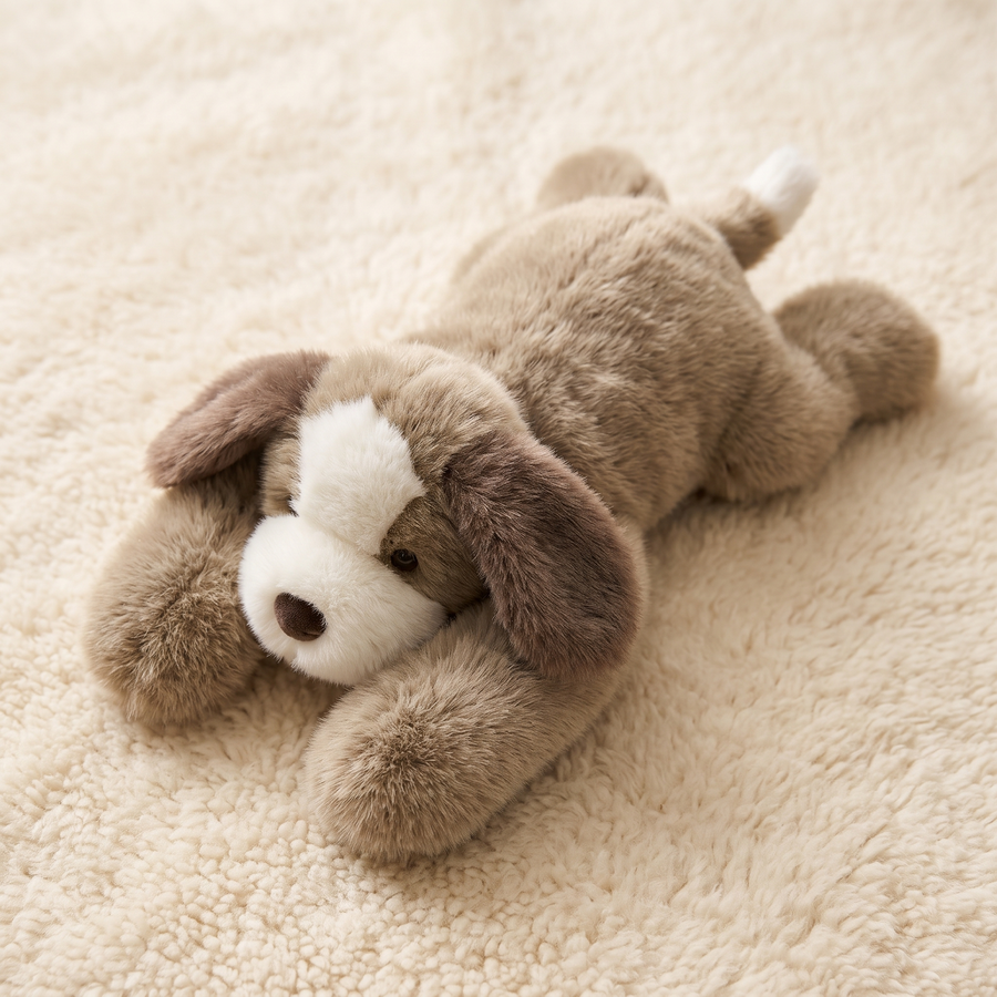Peluche Chien Lestée Beige Apaisante - Detail matière