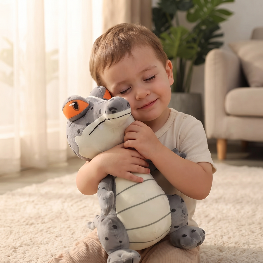 Peluche Crocodile à Gros Yeux Expressifs - Utilisation cosy intérieur