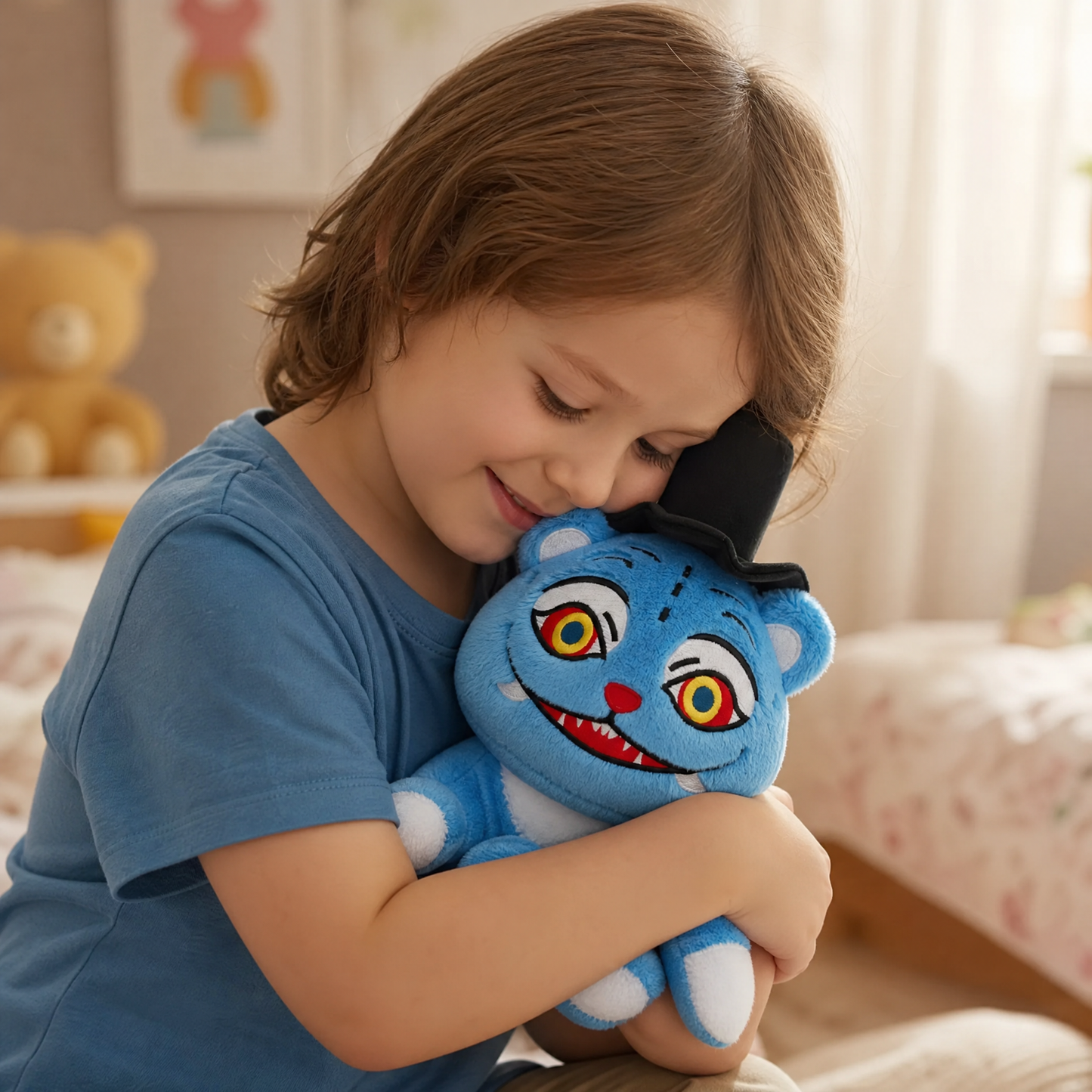 Peluche Décorative Tigre Bleu à Chapeau - Utilisation cosy intérieur