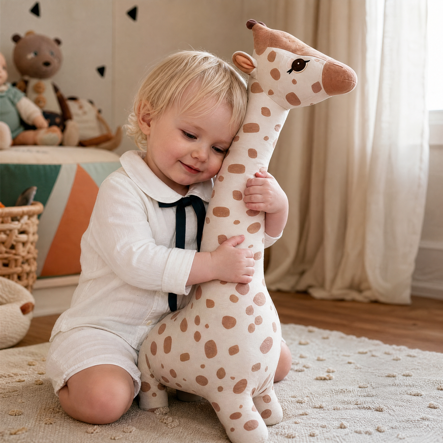 Peluche Girafe Câline 65 cm Coton Rose - Utilisation cosy intérieur