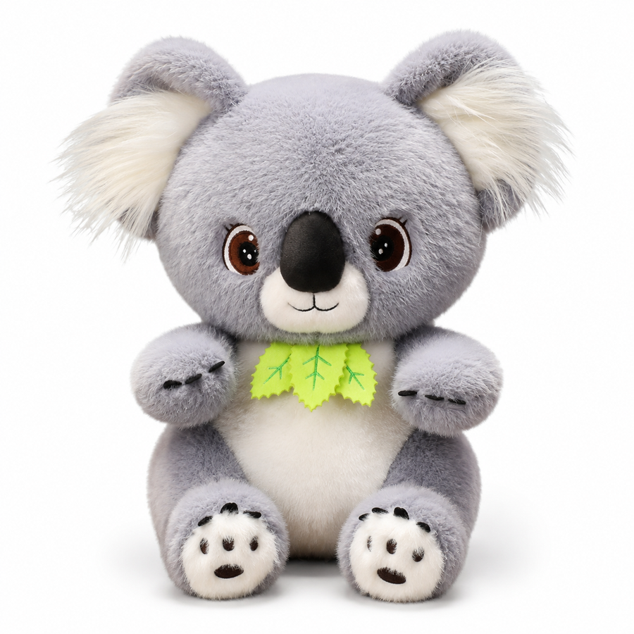 Peluche Koala Gris avec Feuille d'Eucalyptus - 35cm · 45cm · 55cm