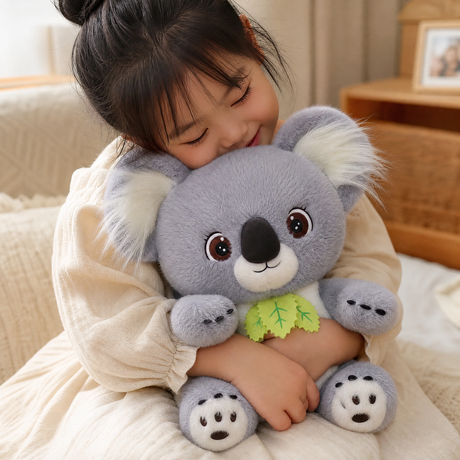 Peluche Koala Gris avec Feuille d'Eucalyptus - Utilisation cosy intérieur