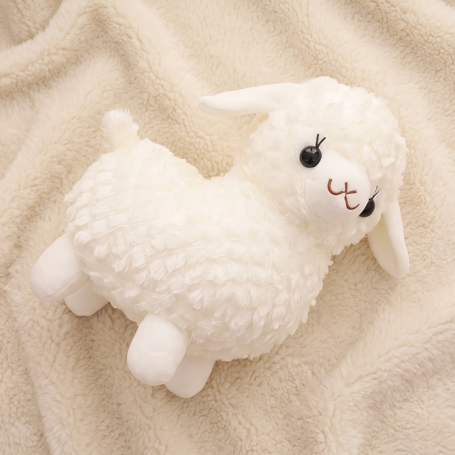 Peluche Lama Bébé Blanc Doudou 20cm - Détail matière