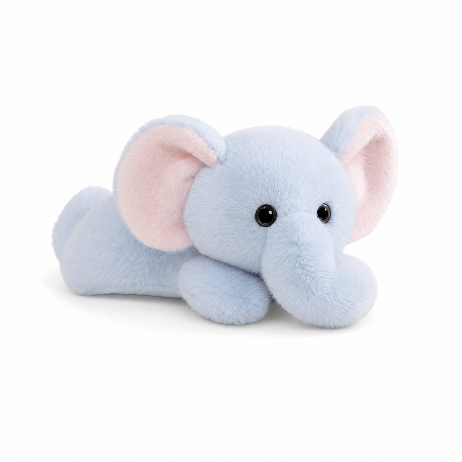 Peluche Lestée Éléphant Bleu 30 cm - Fond blanc frontal