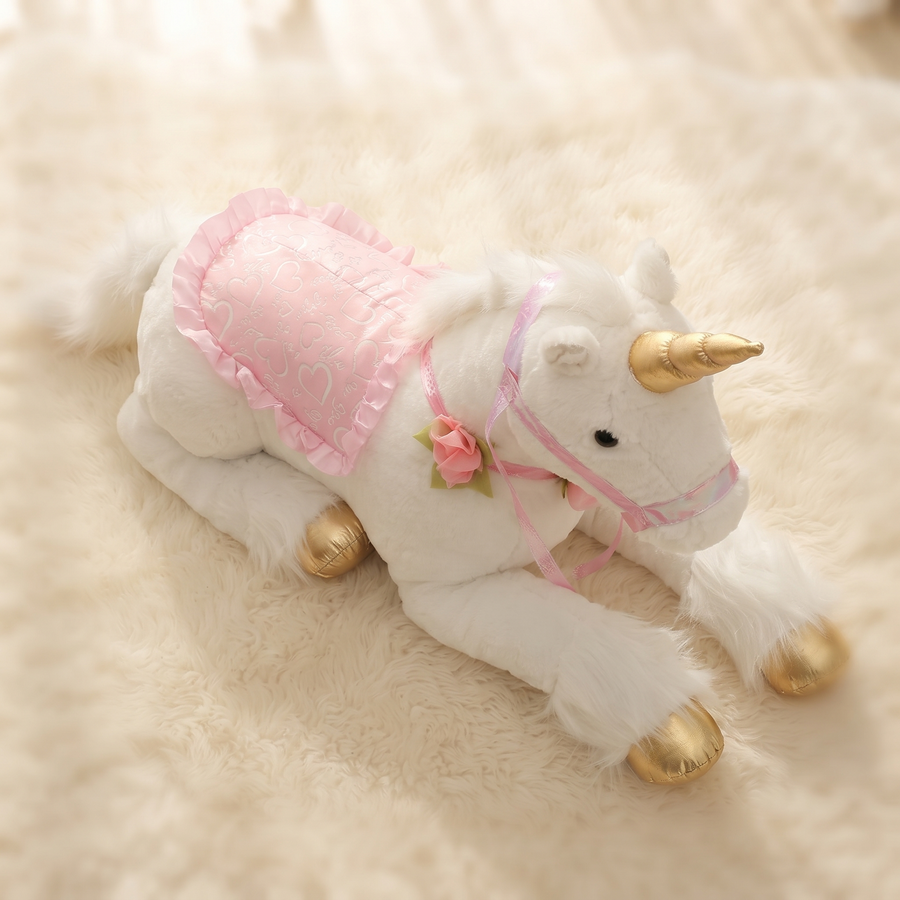 Peluche Licorne Géante Blanche 100cm - Détail matière
