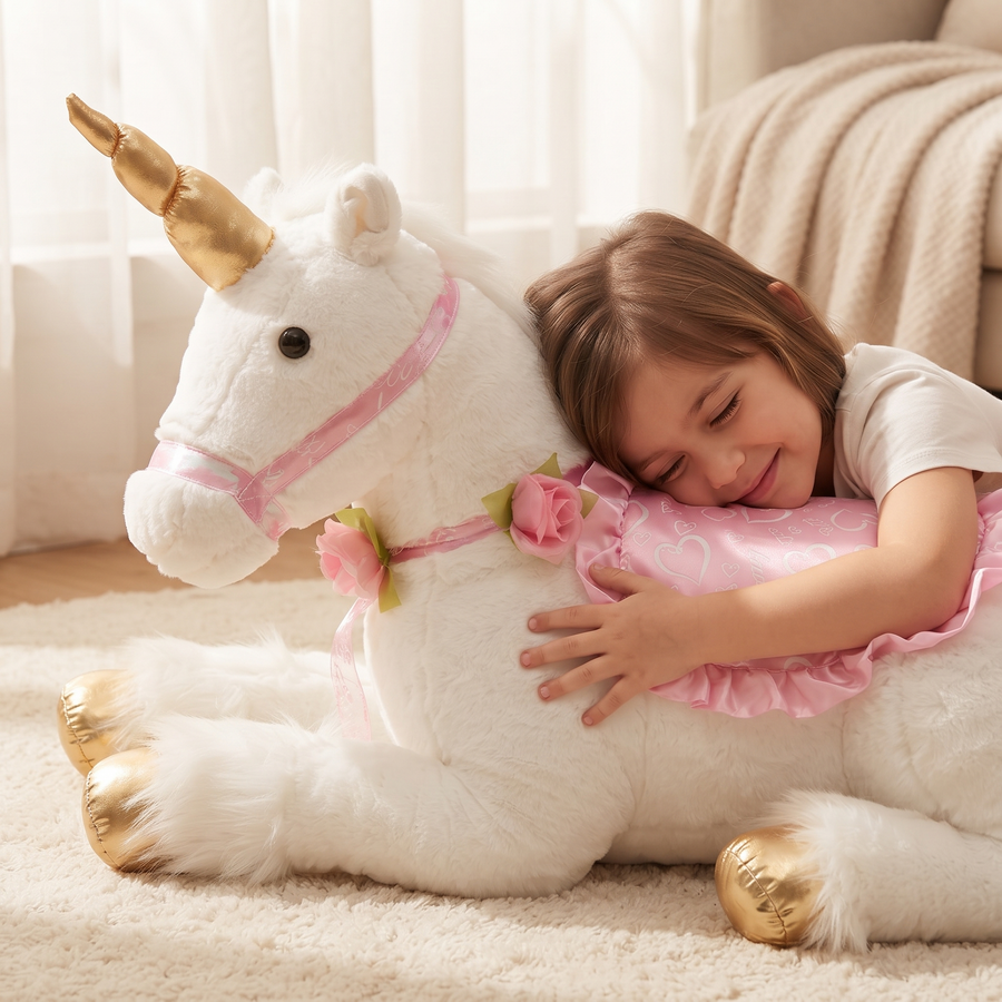 Peluche Licorne Géante Blanche 100cm - Utilisation cosy intérieur