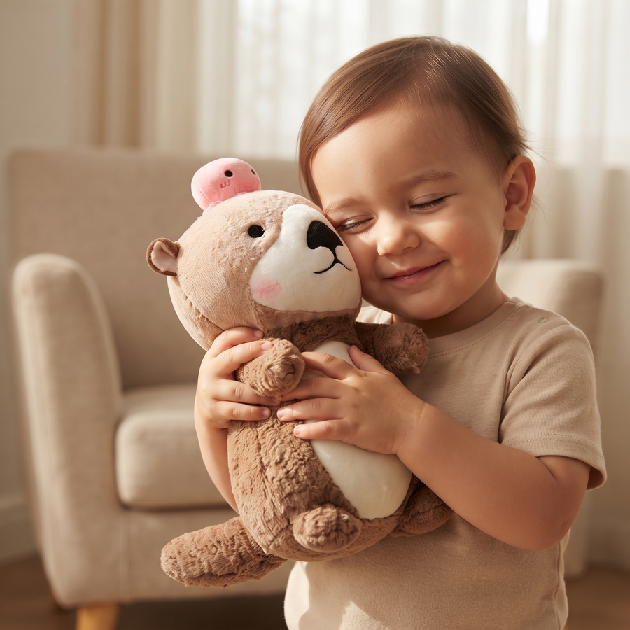 Peluche Loutre avec Poulpe Rose - Utilisation cosy intérieur