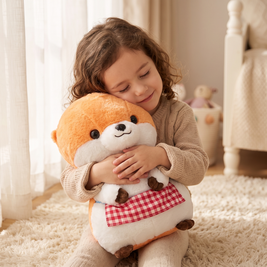 Peluche Loutre Tablier à Carreaux - Utilisation cosy intérieur