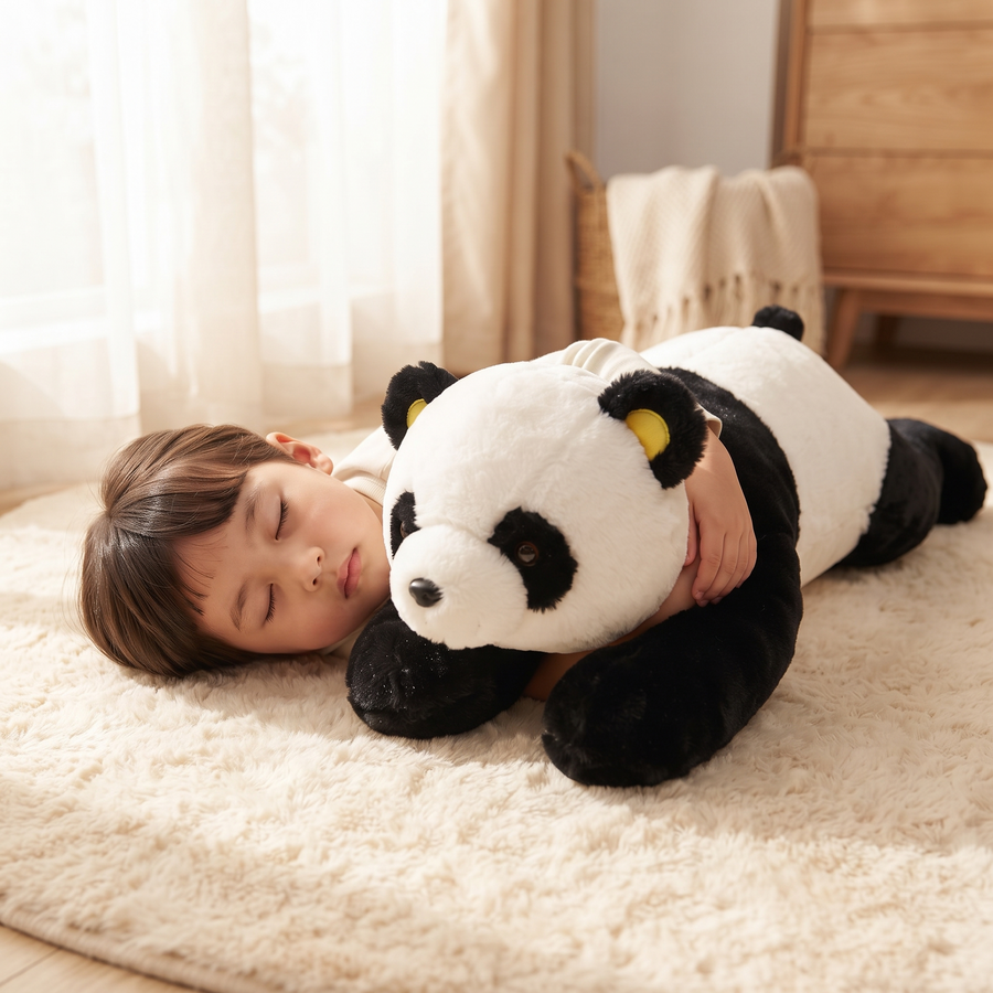 Peluche Panda Géante Lestée Noir et Blanc - Utilisation cosy intérieur