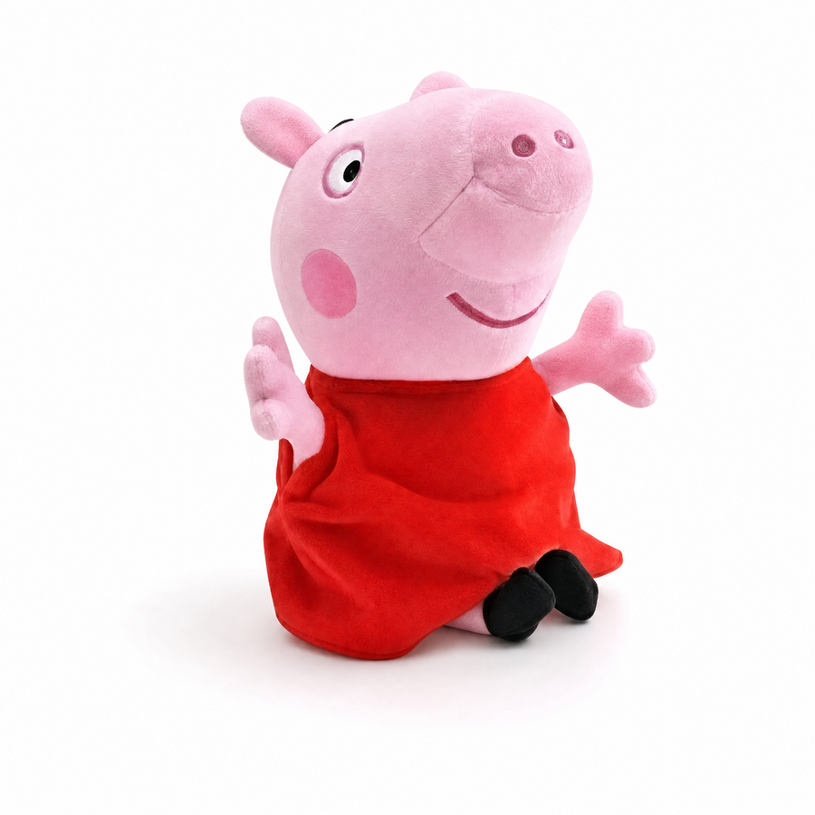 Peluche Peppa Pig 19 cm Robe Rouge - Fond blanc frontal