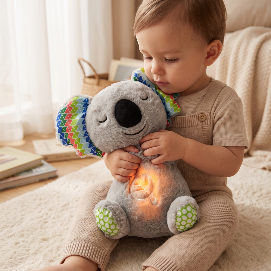 Peluche qui Respire Koala Gris avec Fonction Apaisante - Utilisation cosy intérieur