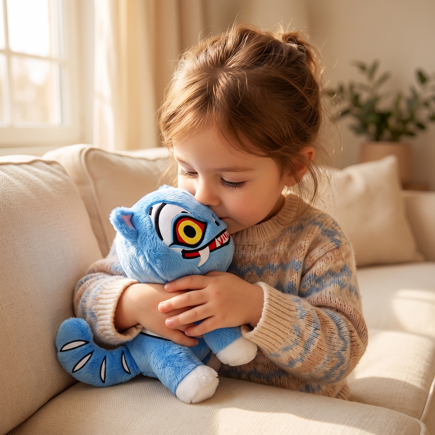 Peluche Tigre Demon Hunters Bleu - Utilisation cosy intérieur