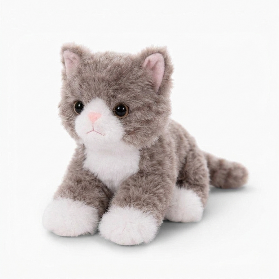 Realistische Katze Kuscheltier - Fond blanc angle