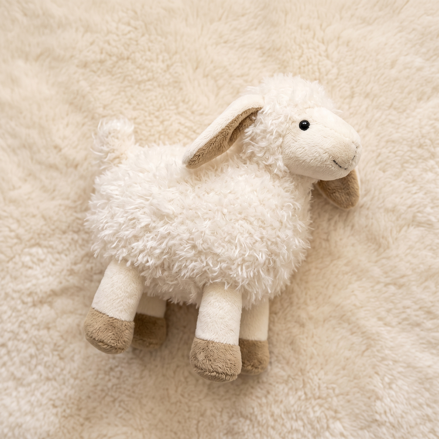Schaf Kuscheltier weißes Lamm Stofftier für Babys und Kinder - Détail matière