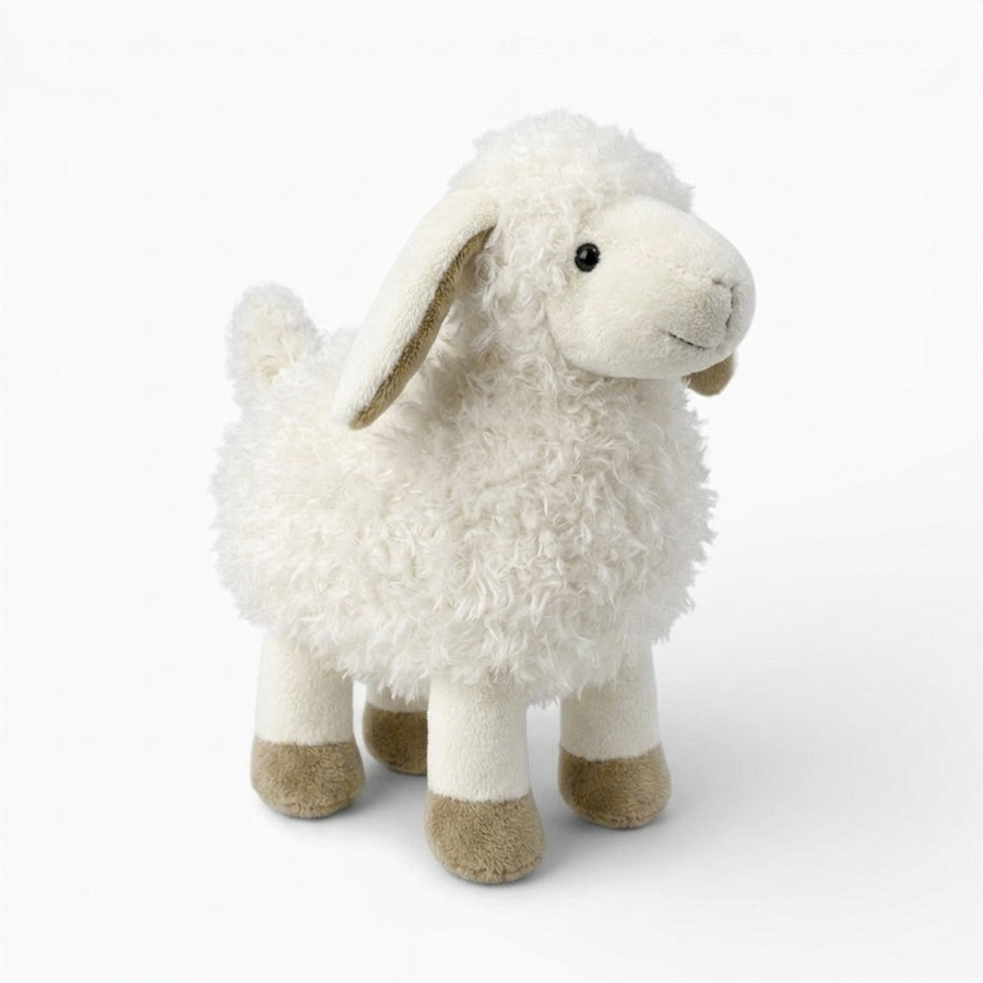 Schaf Kuscheltier weißes Lamm Stofftier für Babys und Kinder - Fond blanc angle