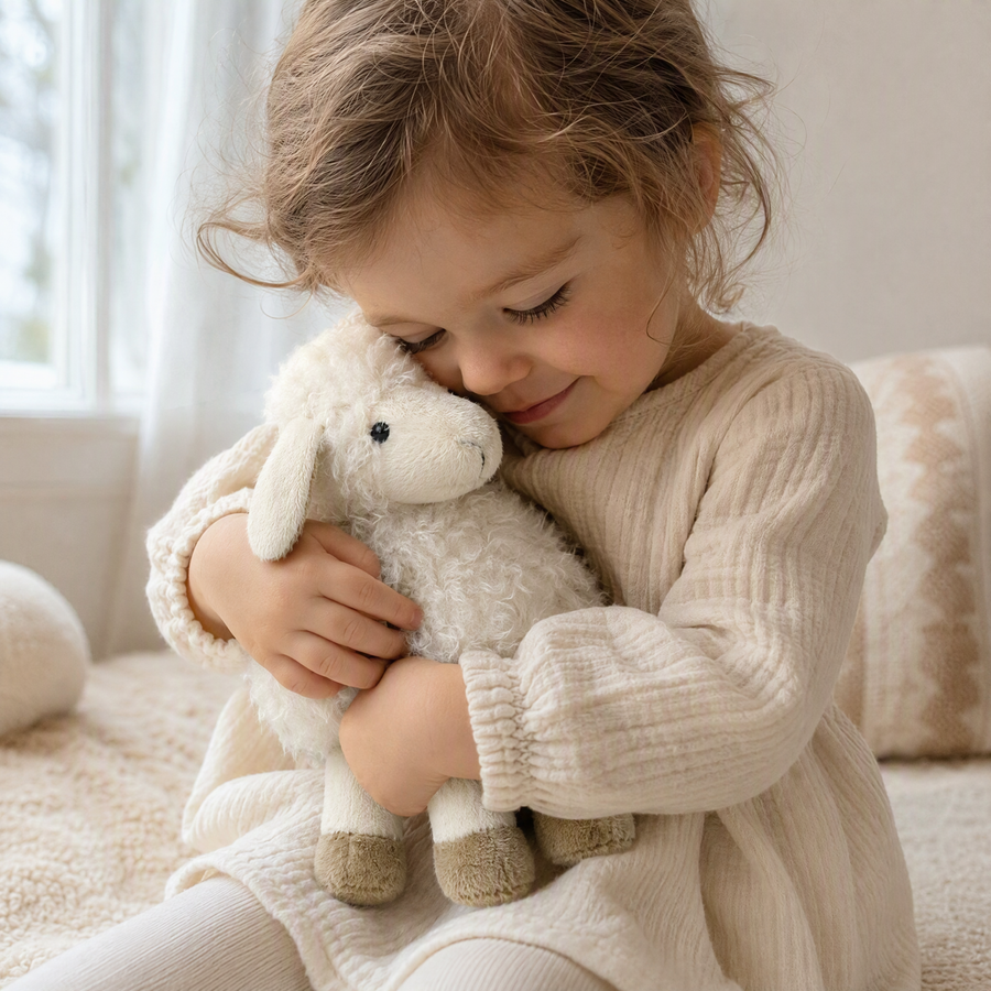 Schaf Kuscheltier weißes Lamm Stofftier für Babys und Kinder - Utilisation cosy intérieur