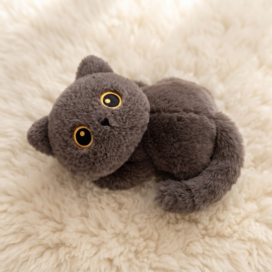 Schwarzes Kätzchen Kuscheltier Plüschpuppe - Détail matière