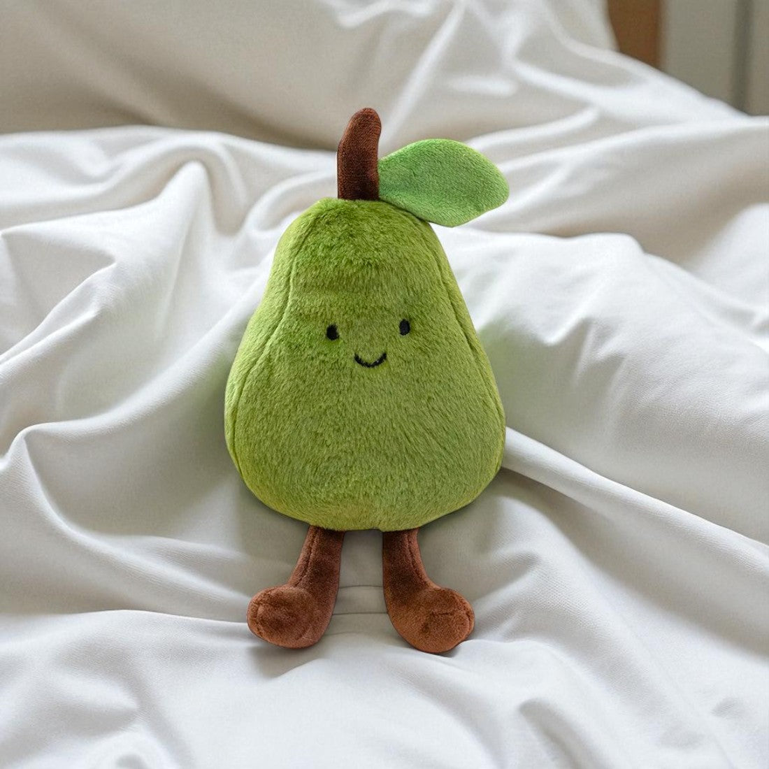 Peluche fruit kawaii poire souriante