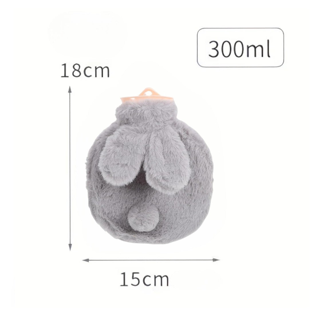 Bouillotte à eau ronde en peluche avec oreilles de lapin